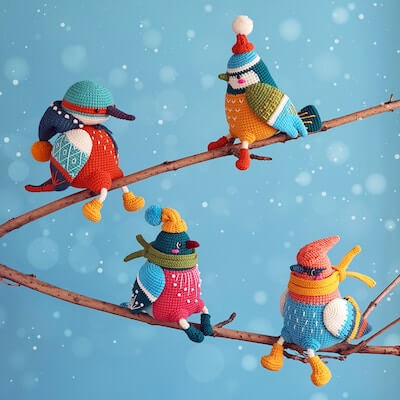 Birds Of Winter Crochet Pattern by Natura Crochet Art