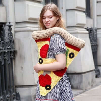 Crochet Pizza Bag Pattern by Happy Crochet Lady