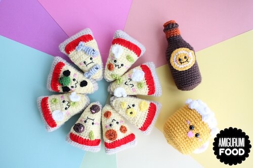 Crochet Pizza Party Pattern by Amigurumi Food