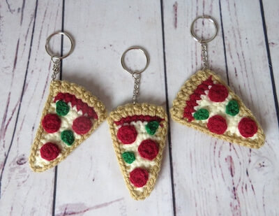 Crochet Pizza Slice Keychain Pattern by On A Whim Crochet