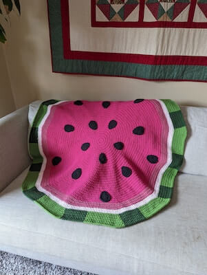 Crochet Watermelon Blanket Pattern by Happy Crochet Lady