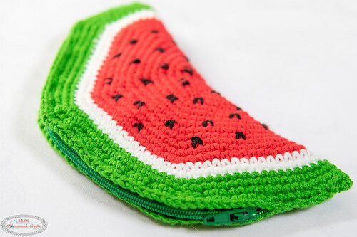 Crochet Watermelon Coin Purse Pattern by Nicki's Homemade Crafts