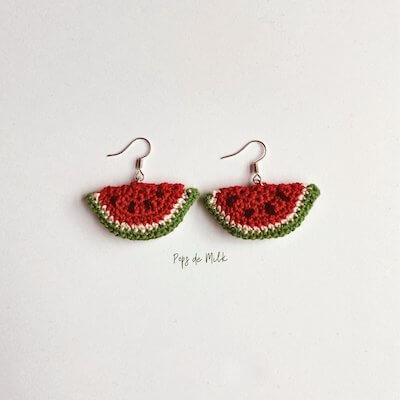 Crochet Watermelon Earrings Pattern by Pops De Milk