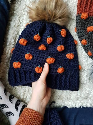 Fall Pumpkin Beanie Crochet Pattern by One Stop Wonders