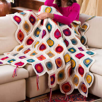 Graphic Fall Throw Crochet Pattern by Red Heart