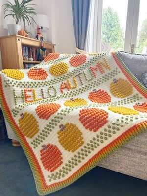 Hello Autumn Blanket Crochet Pattern by Little Duck Crochet