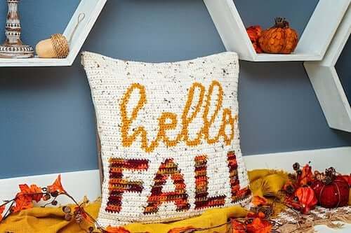 Hello Pillow Free Fall Crochet Pattern by Briana K Designs