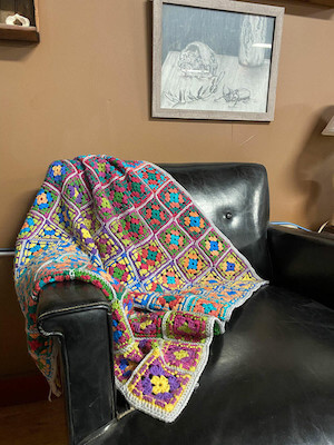 Holographic Granny Square Blanket Crochet Pattern by Devan Winchester