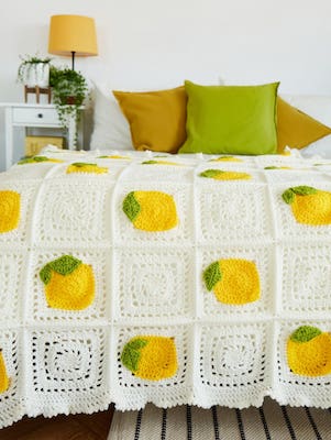 Lemon Granny Squares Blanket Crochet Pattern by Knot And Twist Designs