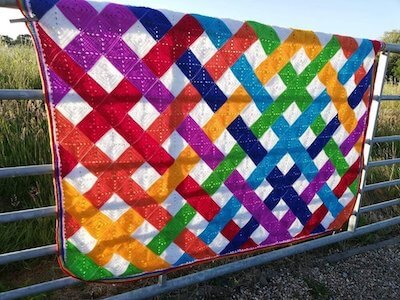 Modern Weave Granny Square Blanket Crochet Pattern by Pippin Poppycock