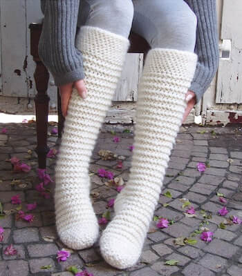 North Pole Knee-High Socks Crochet Pattern by PDF Pattern Design