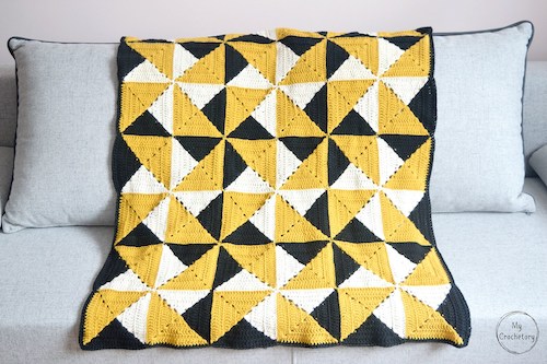 Pinwheel Granny Square Blanket Crochet Pattern by My Crochetory