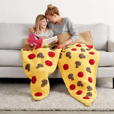 Snuggle Sack Pizza Slice Crochet Pattern by Yarnspirations