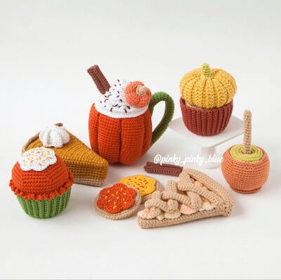 Pumpkin Spice Treats Set Crochet Pattern by Pinky Pinky Blue AU