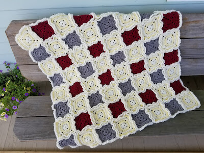 Rag Quilt Style Baby Blanket Crochet Pattern by Highland Hickory Designs