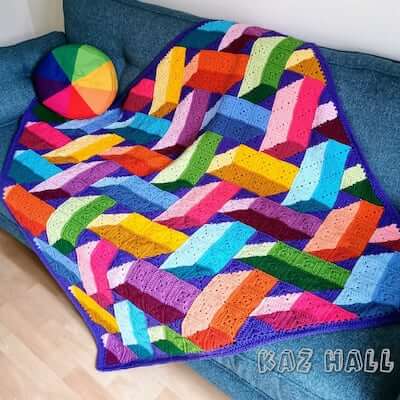 Rainbow Bricks Granny Square Blanket Crochet Pattern by Insomnia Crochet UK