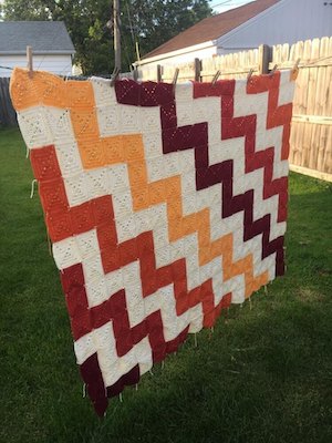 Retro Chevron Granny Square Blanket Crochet Pattern by Pippin Poppycock