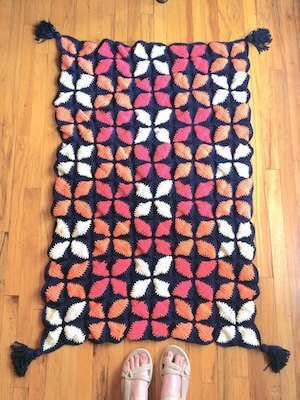 Retro Leaf Baby Blanket Crochet Pattern by Creative Designs By Sheila
