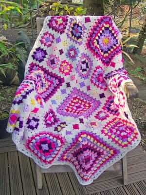 Shabby Chic Granny Square Throw Crochet Pattern by Wool N Hook