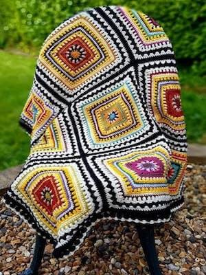 Sweet Sixteen Granny Square Blanket Crochet Pattern by Nancy Said