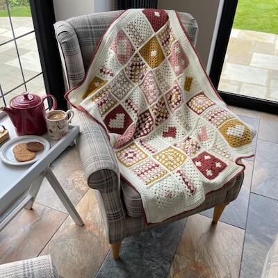 Tea With Granny Crochet Granny Square Blanket Pattern by Made By Anita Crochet