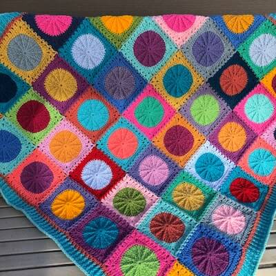 Umbrella Granny Square Blanket Crochet Pattern by Elealinda Design