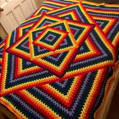 Crochet Blanket Granny Unique Square Pattern by Crochet Beja