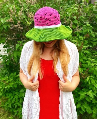 Watermelon Sun Hat Crochet Pattern by Crafty Kitty Crochet