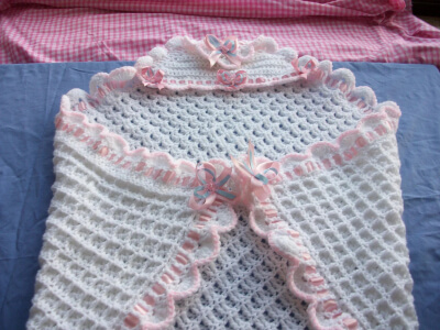 Baby Shawl Crochet Pattern with Built in Hood by KnittingPrettily