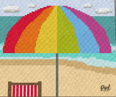 C2C Beach Umbrella Blanket Crochet Pattern by PixelCrochetC2C
