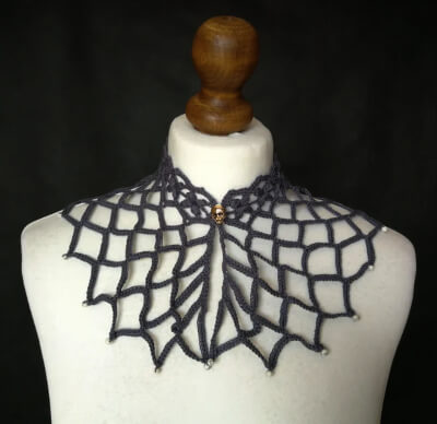 Crochet Gothic Victorian High Neck Collar Necklace by LunarStill