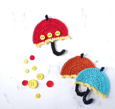 Crochet Umbrella Applique Pattern by GoldenLucyCrafts
