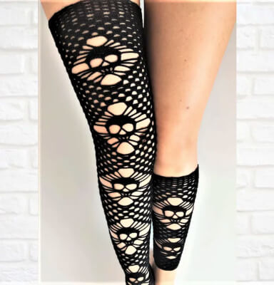 Goth Crochet Thigh High Socks Pattern by MartimaAtanCrochet