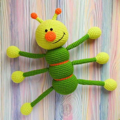 Long Legs Caterpillar Amigurumi Crochet Toy Pattern by FunToysWorkshop