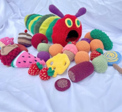 Very Hungry Caterpillar Crochet Pattern by CastleOfCozy