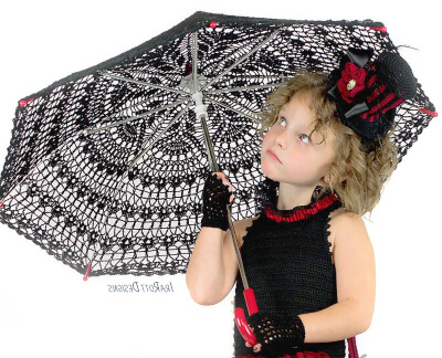 Victorian Goth Steampunk Style Lace Crochet Parasol