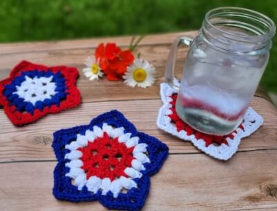 Crochet Patriotic Coaster Pattern by Celtic Knot Crochet
