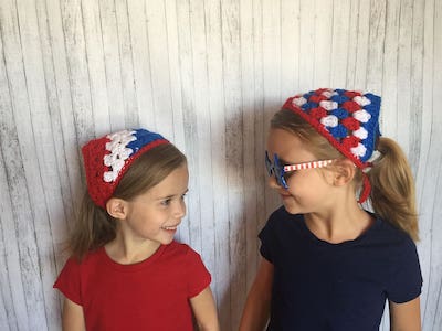 Crochet Patriotic Hair Bandanas Pattern by Hooked On Homemade Happiness