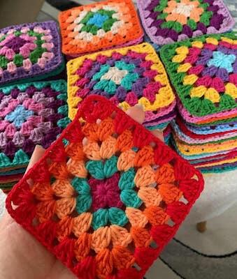 Easy Crochet Granny Square Blanket Pattern by Colored Braidss