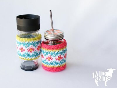 Fair Isle Drink Cozies Crochet Pattern by Midknits
