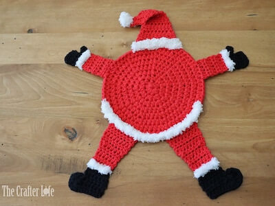 Flattened Santa Pot Holder Crochet Christmas Craft Fair Idea by The Crafter Life Shop
