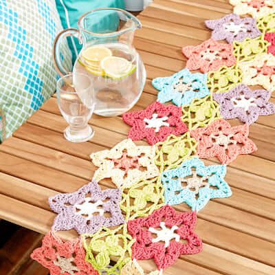 Flower Power Table Runner Crochet Pattern by Yarnspirations