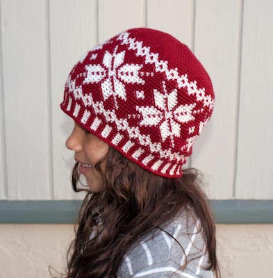 Frozen Snowflakes Beanie Crochet Pattern by Knit And Crochet Ever After