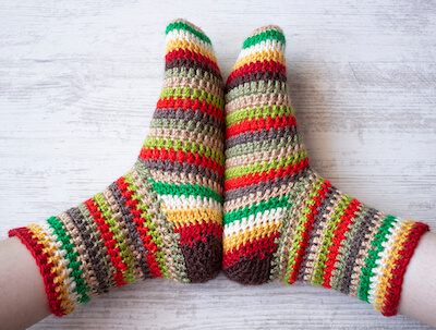 Leftover Yarn Crochet Slippers Pattern by My Accessory Box