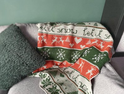 Let It Snow Christmas Blanket Crochet Pattern by Burgundy & Blush