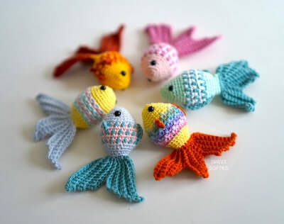 Mosaic Goldfish No Sew Amigurumi Pattern by Sweet Softies Co