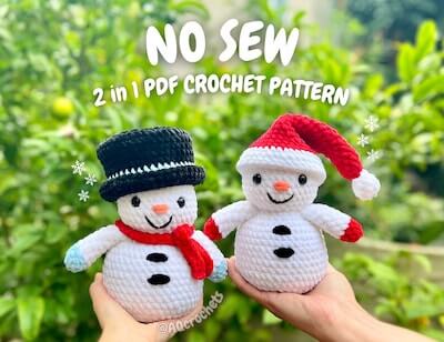 No Sew Snowman Amigurumi Pattern by AQ Crochets