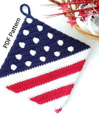 Pot Holder Patriotic Crochet Pattern by Crochet Coterie Shop