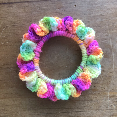 Scrap Sock Yarn Hair Scrunchie Crochet Pattern by Merrian Holland