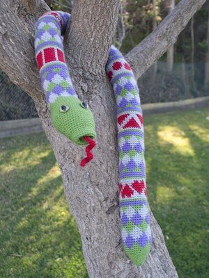 Shape Teaching Fair Isle Snake Crochet Pattern by Deja Joy